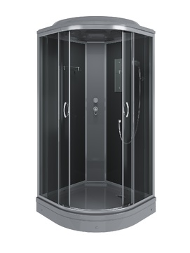 Душевая кабина Erlit 100x100 ER3510P-C2-RUS_GRAY стекло тонированное, профиль сатин, поддон серый