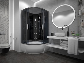 Душевая кабина Erlit 57 серия 90x90 ER5709TP-C2-RUS стекло тонированное, профиль черный, с гидромассажем