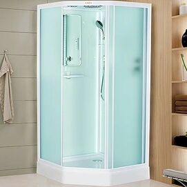 Душевая кабина Esbano Elegancia100х100 ES-L100PR с крышей, с LED освещением, стекло матовое, профиль белый