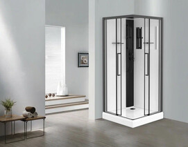 Душевая кабина Esbano 100x100 ESKM100CKR стекло прозрачное, профиль черный матовый