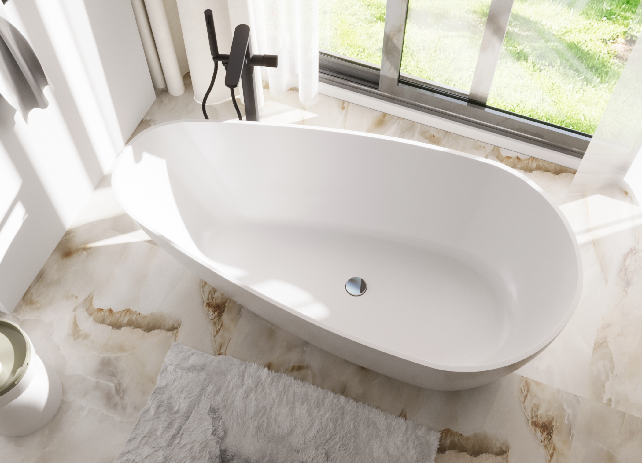 Ванна из литьевого мрамора Эстет Альба 1635x810 ФР-00018169 белая 117450₽