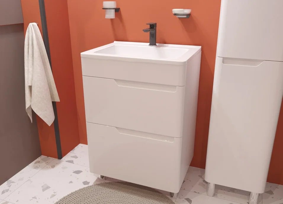 Мебель для ванной комнаты Эстет Kare Luxe 60 напольный 2 ящика, цвет белый - фото 9
