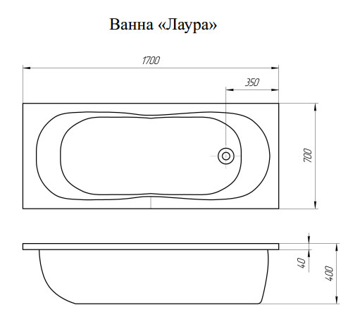 Ванна из литьевого мрамора Эстет Лаура 170x70 ФР-00000678, белая, пристенная, размер 170x70, цвет белый - фото 7