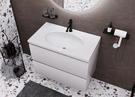 Мебель для ванной комнаты Эстет Vegas Wave 100 см белая, подвесная