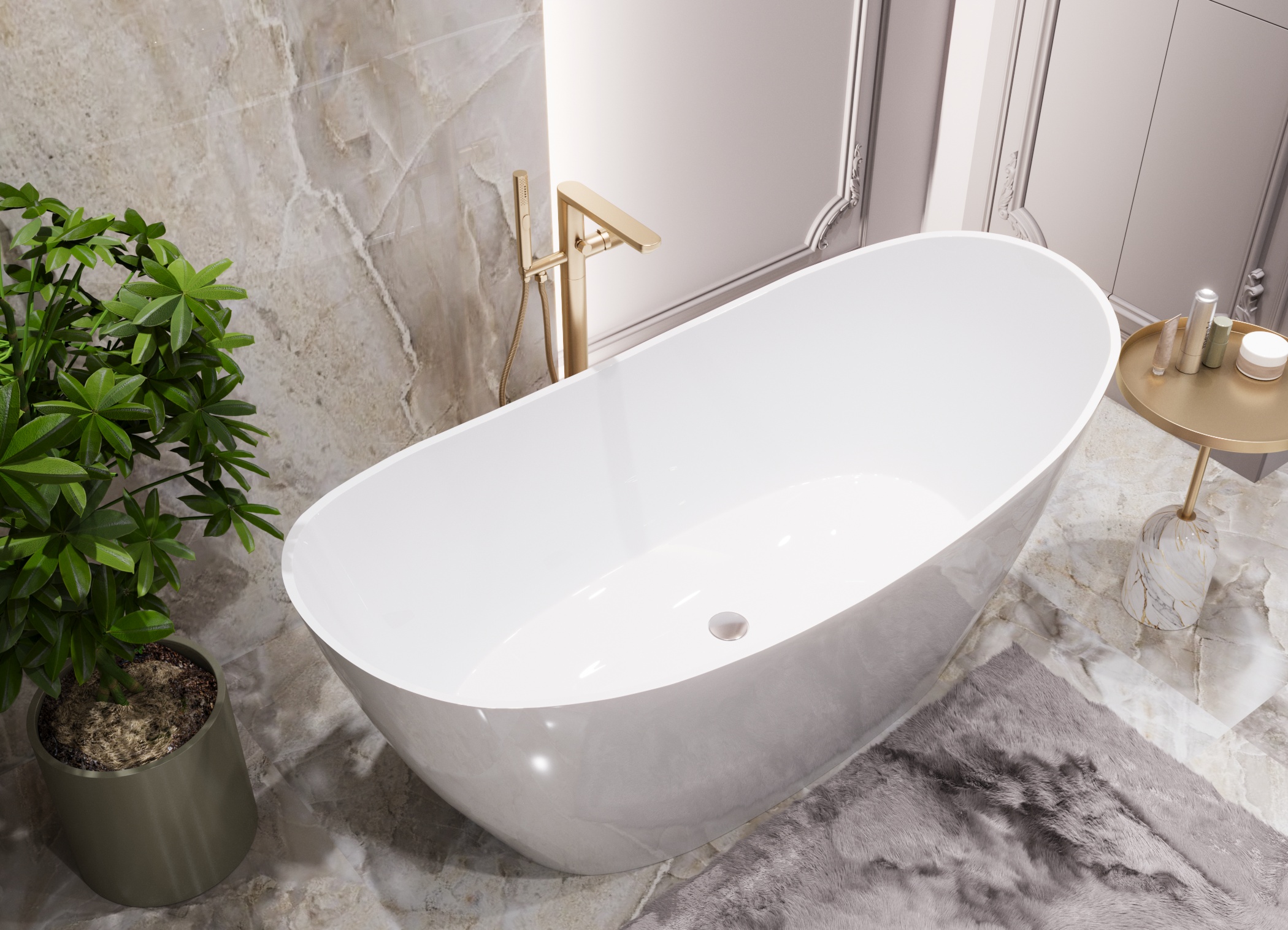 Ванна из литьевого мрамора Эстет Вена 165x77 ФР-00018170 белая 121500₽