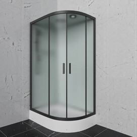 Душевая кабина Frank 120x80 F412/1L М Black левая, стекло матовое, профиль черный