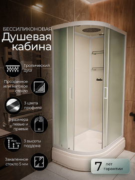 Душевая кабина Frank F412/1R М White 120x80 20030 стекло матовое, профиль белый,  с крышей, правая