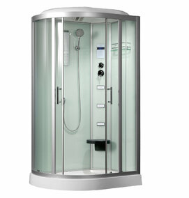 Душевая кабина Frank F-609 L 110x80  стекло прозрачное, профиль хром матовый,  с крышей, левая