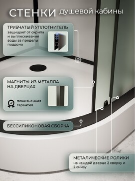 Фото Душевая кабина Frank F412/1L Black 120x80 143009 стекло прозрачное, профиль черный,  с крышей, левая