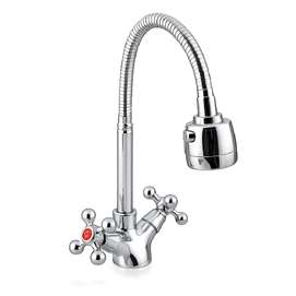 Фото Смеситель для кухни Frap H19 F4319 с гибким изливом и режимом душ, хром