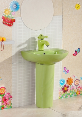Раковина на пъедестале GID Aventura Nb192-G 43x36 детская, зеленая глянцевая, полукруглая, керамика