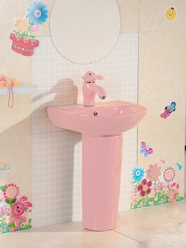 Раковина на пъедестале GID Aventura Nb192-PK 43x36 детская, розовая глянцевая, полукруглая, керамика