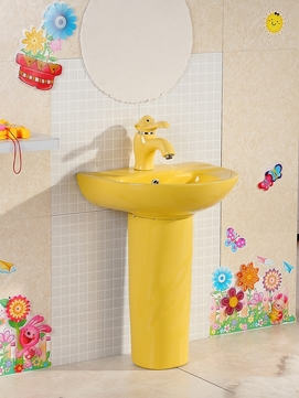 Раковина на пъедестале GID Aventura Nb192-Y 43x36 детская, желтая глянцевая, полукруглая, керамика