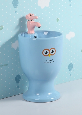 Раковина напольная детская GID Aventura Nb193-BU 37x37 голубая глянцевая, круглая, керамика