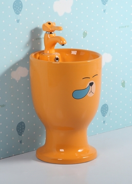 Раковина напольная детская GID Aventura Nb193-OR 37x37 оранжевая глянцевая, круглая, керамика