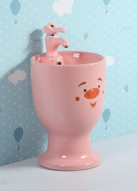 Раковина напольная детская GID Aventura Nb193-PK 37x37 розовая глянцевая, круглая, керамика