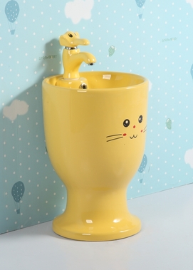 Раковина напольная детская GID Aventura Nb193-Y 37x37 желтая глянцевая, круглая, керамика