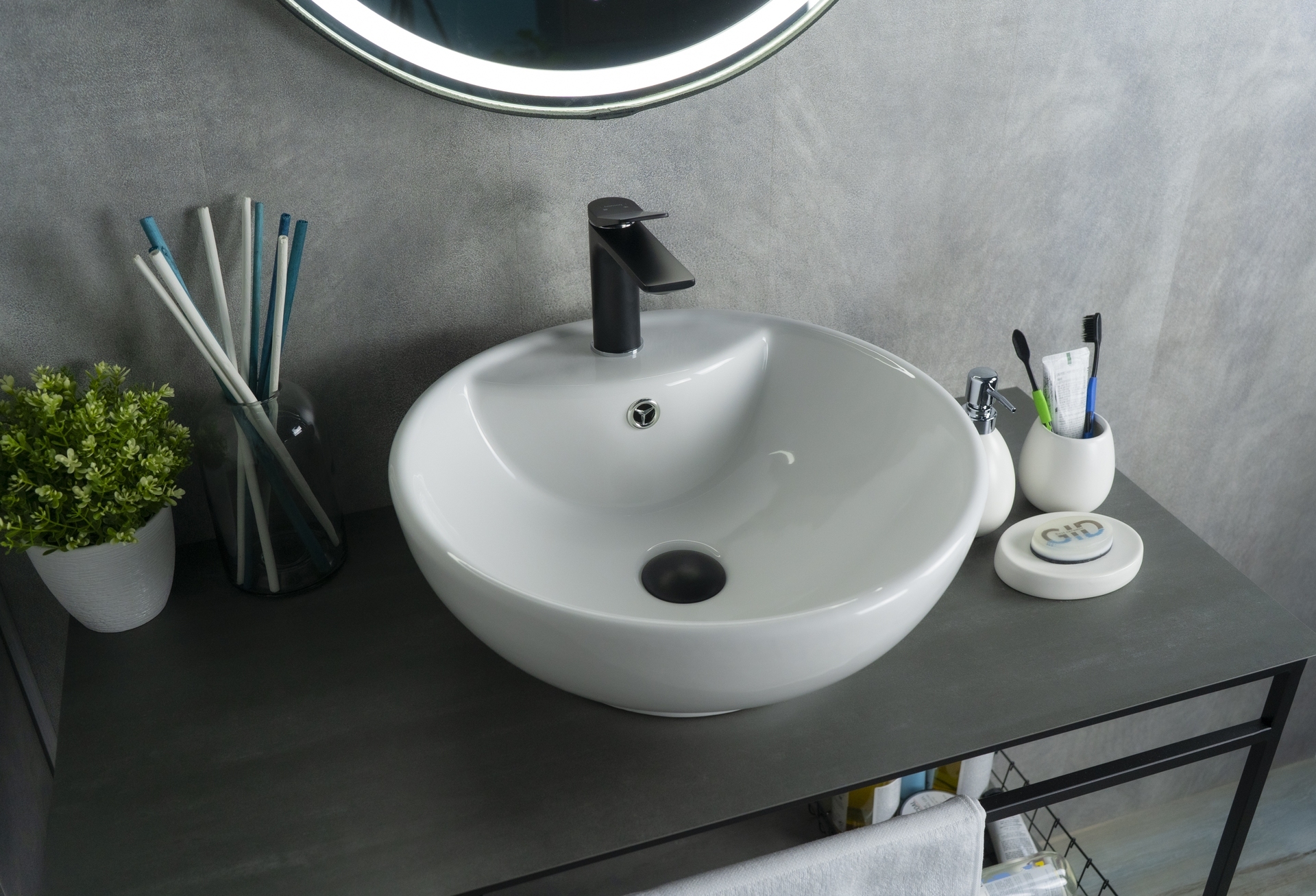 Раковина накладная GID Esfera N9001 45х45 белая глянцевая круглая керамика 4150₽