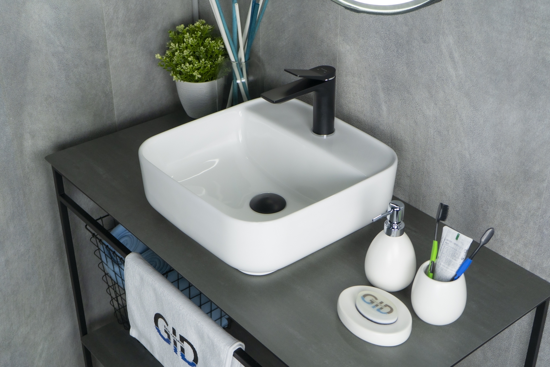 Раковина накладная GID Geometrico N9044 39х39 белая глянцевая квадратная керамика 4850₽