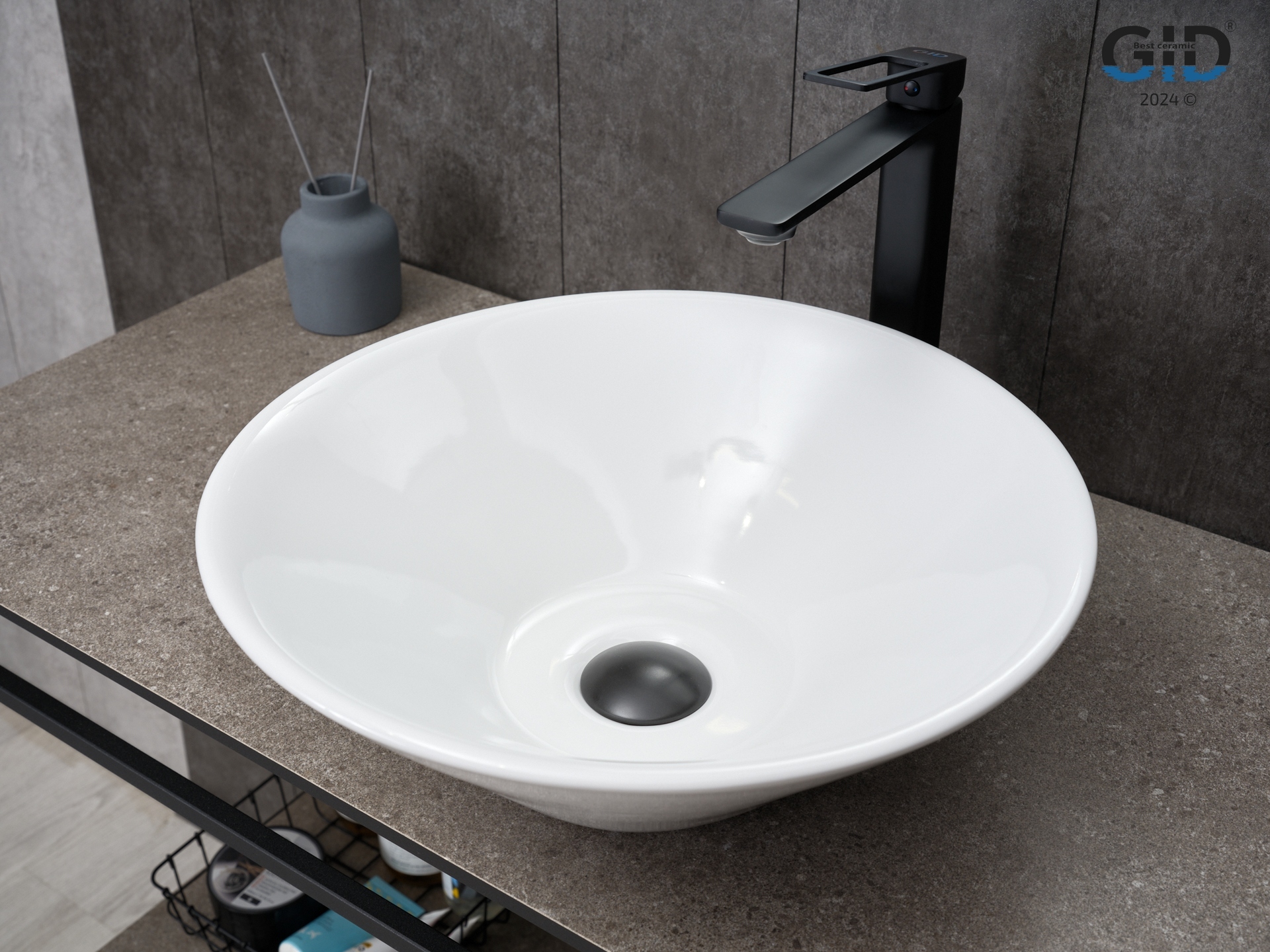 Раковина накладная GID Esfera N9102 42х42 белая глянцевая круглая керамика 4150₽