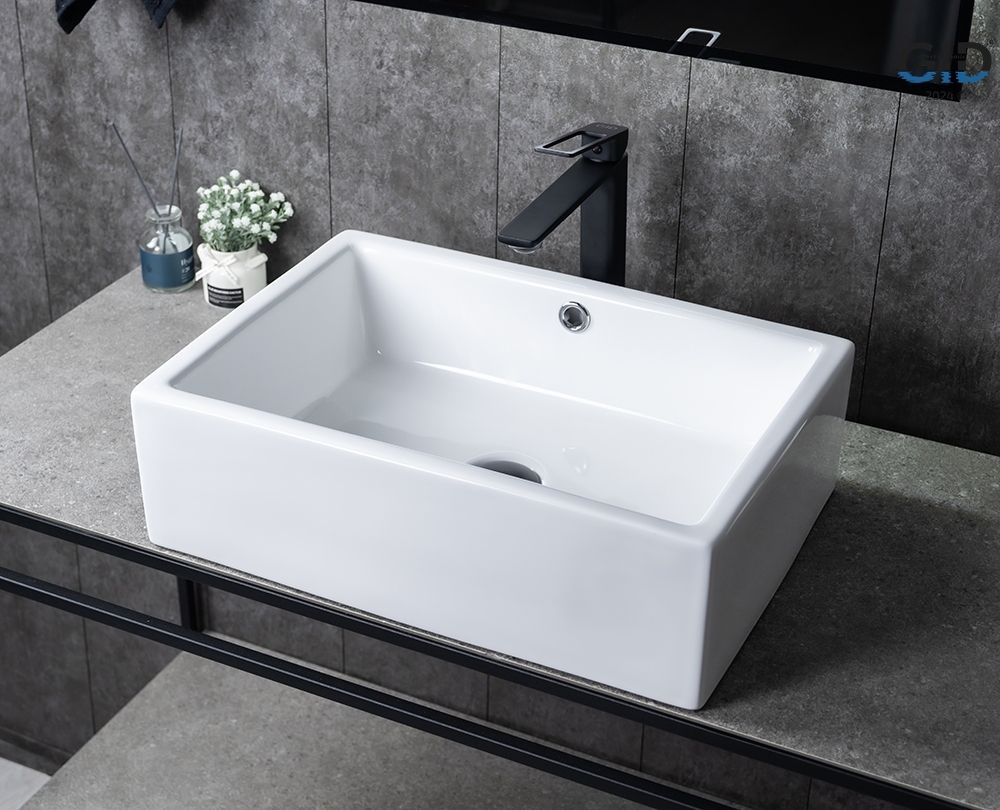 Раковина накладная GID Geometrico N9129 51x38 белая глянцевая, прямоугольная, керамика
