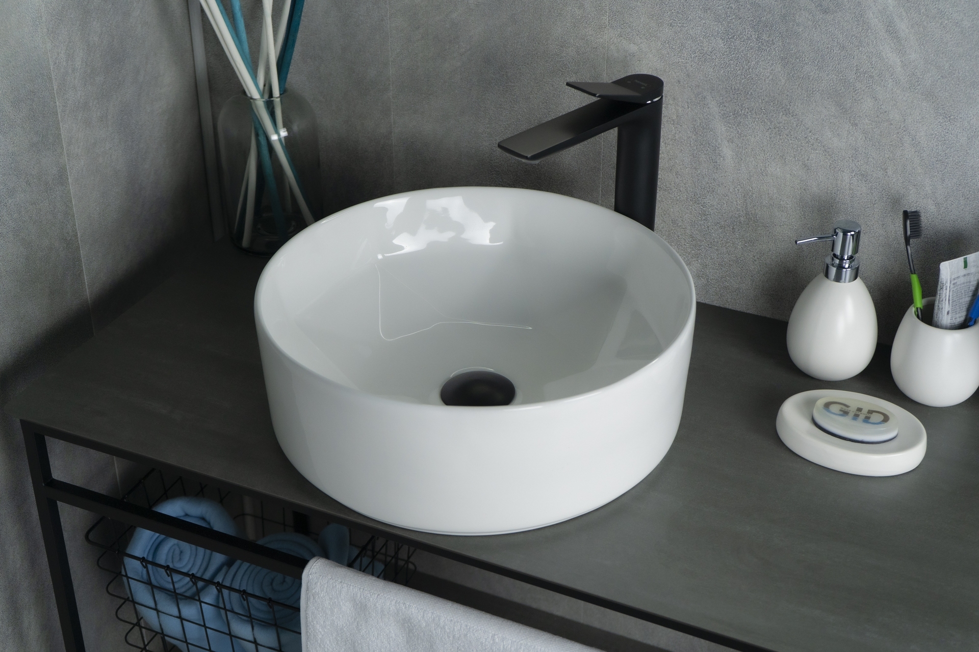 Раковина накладная GID Esfera N9425 40х40 белая глянцевая круглая керамика 4850₽