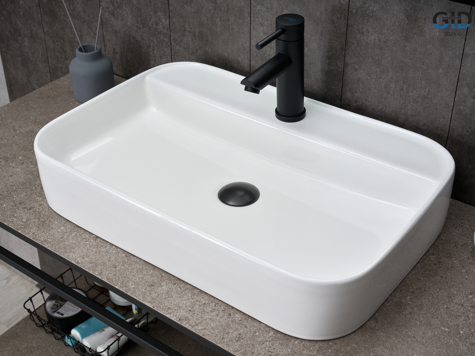 Раковина накладная GID Geometrico N9660 60х40 белая глянцевая прямоугольная керамика 9800₽