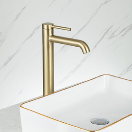 Фото Смеситель для раковины Gappo G06 G1006-23 высокий, золотой сатин