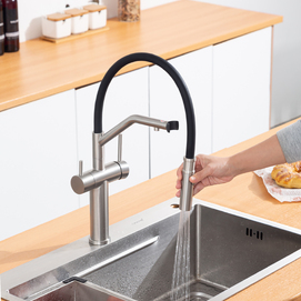 Фото Смеситель для кухни Gappo G99 G4399-85 с гибким изливом, под фильтр, сатин