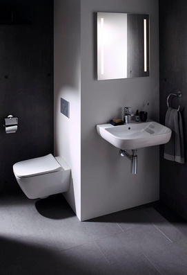 Фото Унитаз подвесной Geberit Smyle 500.683.00.2 безободковый, закрытая форма с сиденьем микролифт, быстросъемное