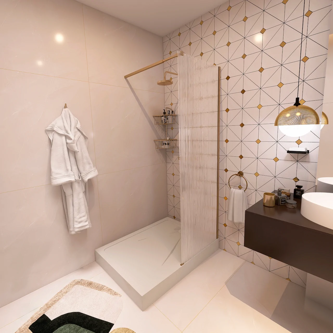 Душевая перегородка Good Door Walk In 110 см SP-110-W-BG стекло волна профиль золото матовое 20108₽