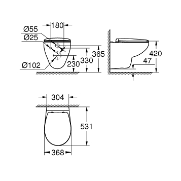 Унитаз Grohe Комплект 5в1 Bau Ceramic 39586000 50852₽