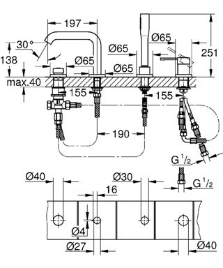 Смеситель для ванны Grohe Essence 19578001, цвет хром - фото 2