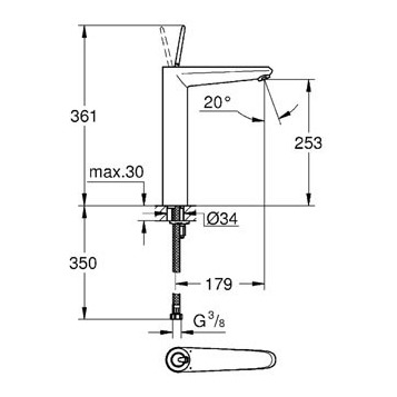 Смеситель для раковины Grohe 23428000, цвет хром - фото 3