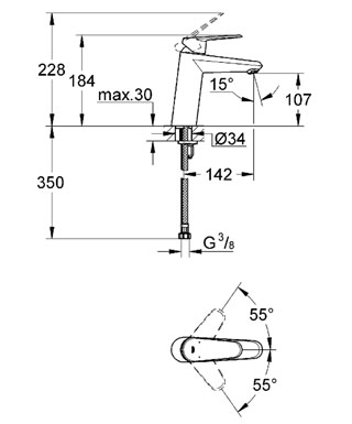 Смеситель для раковины Grohe 23449002, цвет хром - фото 2