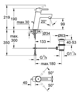 Смеситель для раковины Grohe Concetto 23450001, цвет хром - фото 2