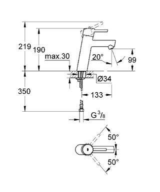 Смеситель для раковины Grohe Concetto 23451001, цвет хром - фото 2