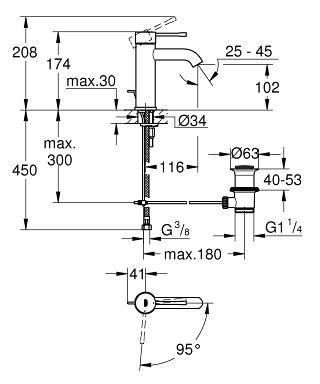 Смеситель для раковины Grohe Essence 23591001, цвет хром - фото 2