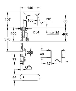 Смеситель для раковины Grohe Euroeco CE 36271000, цвет хром - фото 2