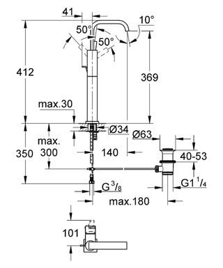 Смеситель для раковины Grohe Allure 32249000, цвет хром - фото 2