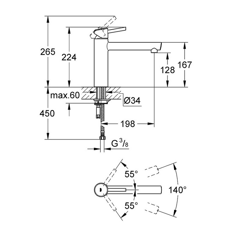 Смеситель для раковины Grohe Concetto 31128001, цвет хром - фото 4