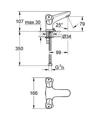 Смеситель для раковины Grohe Costa 21100001, цвет хром - фото 2