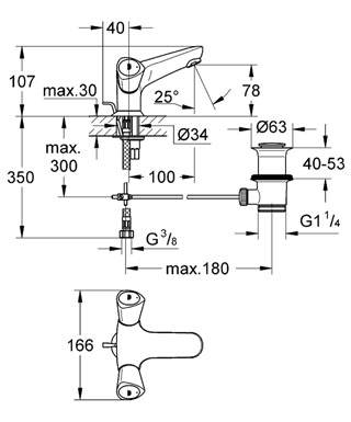 Смеситель для раковины Grohe Costa 21255001, цвет хром - фото 2