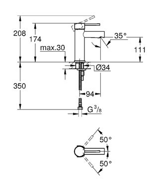 Смеситель для раковины Grohe Essence+ 34294001, цвет хром - фото 2