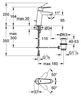 Смеситель для раковины Grohe Eurodisc Cosmopolitan 23049002, цвет хром - фото 2