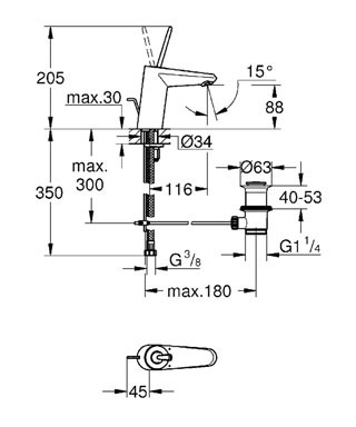 Смеситель для раковины Grohe Eurodisk Joystick 23425000, цвет хром - фото 2