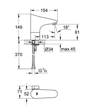 Смеситель для раковины Grohe Europlus E 36207001, цвет хром - фото 2