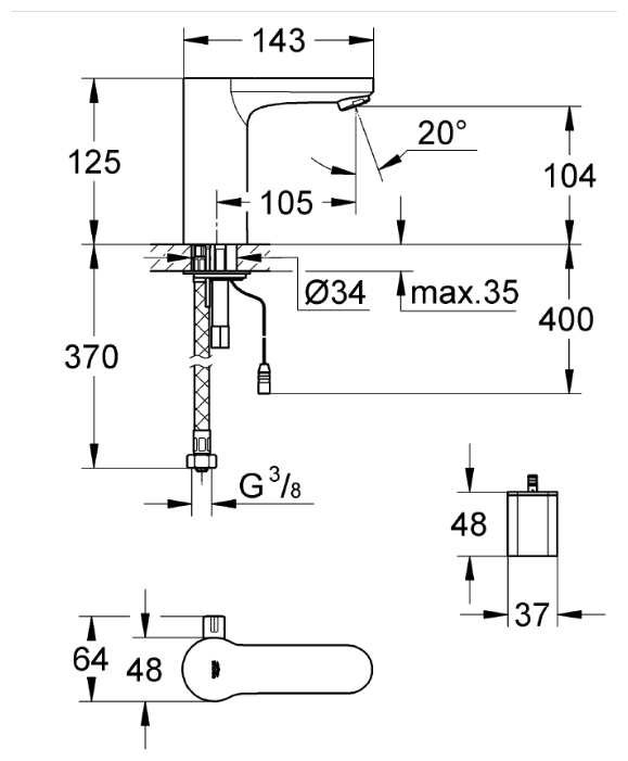 Смеситель для раковины Grohe Eurosmart 36327001, цвет хром - фото 3