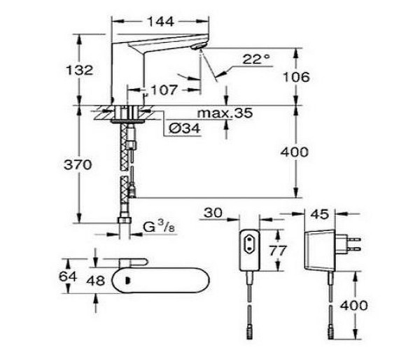 Смеситель для раковины Grohe Eurosmart 36325001, цвет хром - фото 3