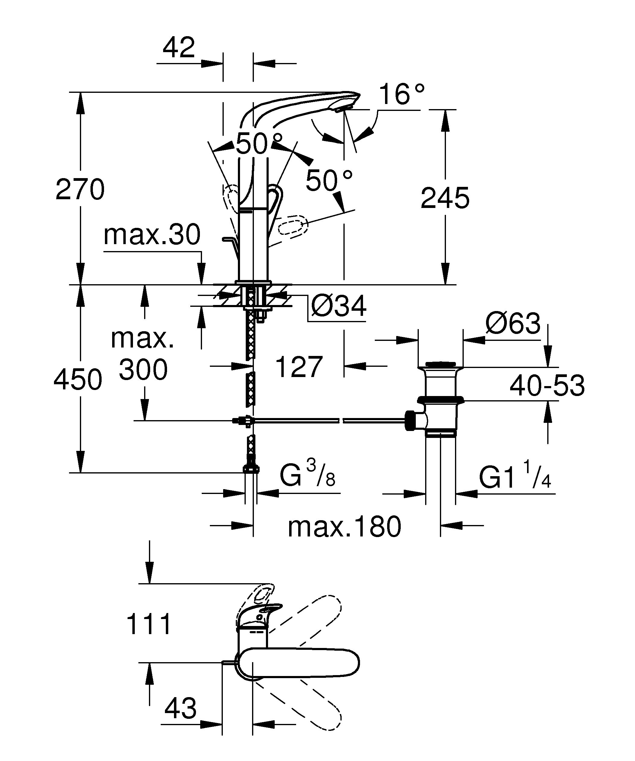 Смеситель для раковины Grohe Eurostyle 23569003, цвет хром - фото 5